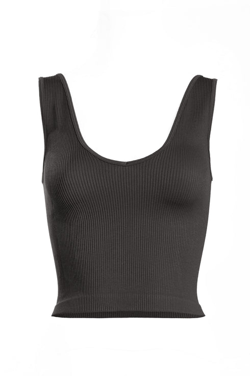 RIB V-NECK CROP TANK