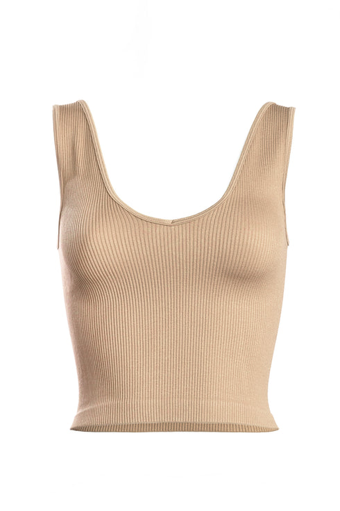 RIB V-NECK CROP TANK