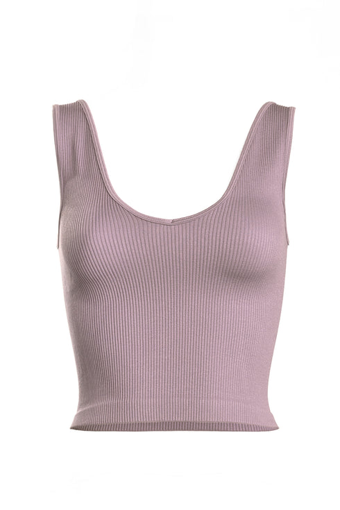 RIB V-NECK CROP TANK