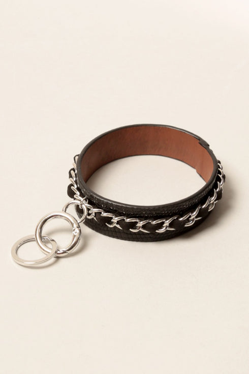 FAUX LEATHER UPCYCLED CHAIN KEYCHAIN