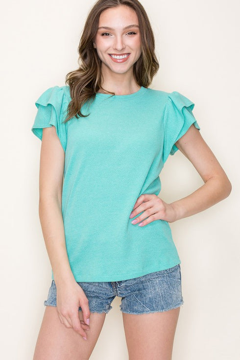 AMY RUFFLE SLEEVE TOP