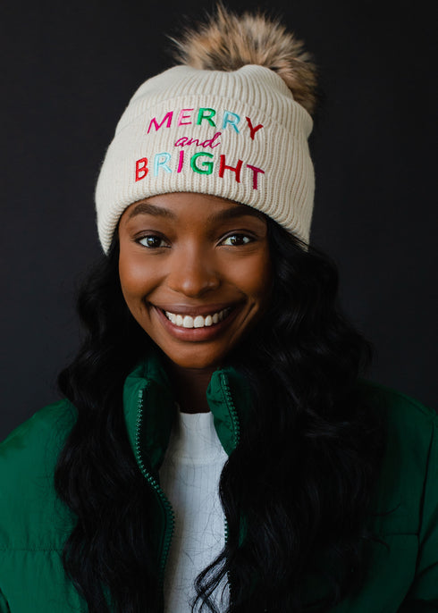 MERRY & BRIGHT POM HAT