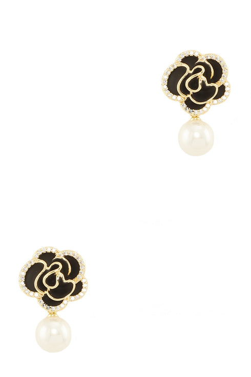 NO 5 BLACK FLOWER EARRINGS