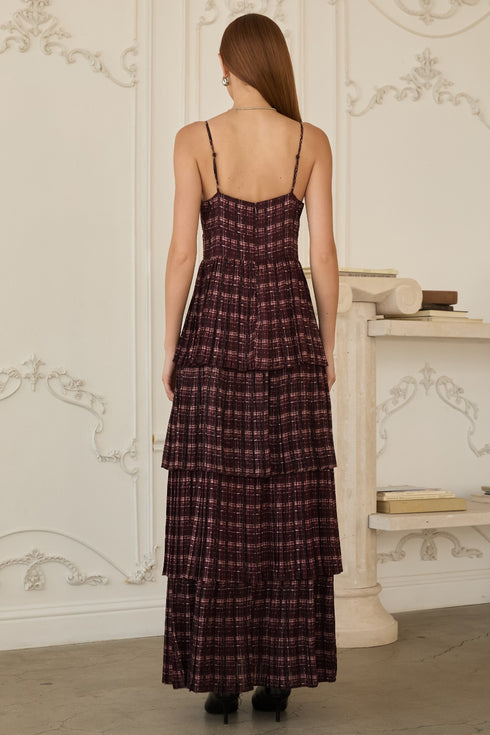 PLAID TIERED MAXI DRESS