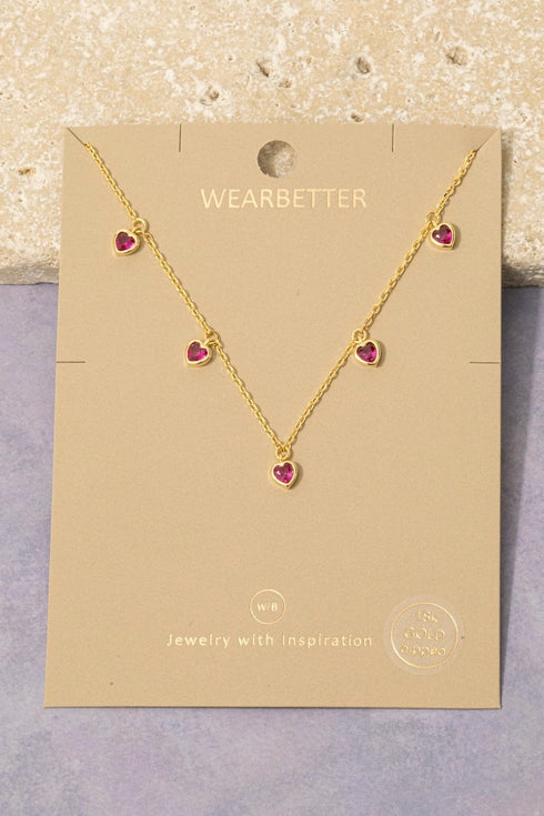 GOLD DIPPED CZ HEART NECKLACE