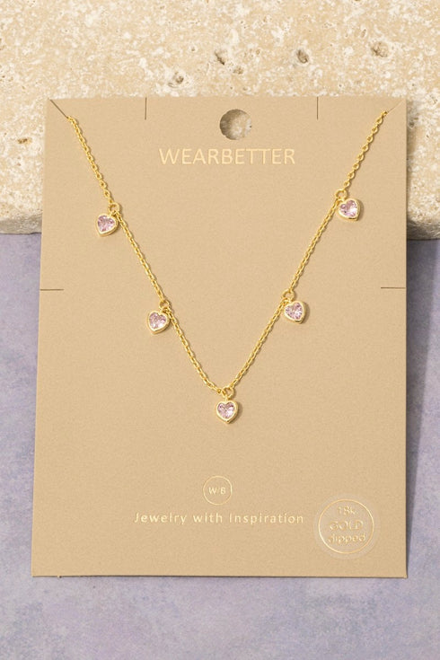 GOLD DIPPED CZ HEART NECKLACE