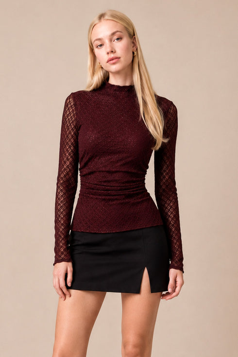 RHINESTONE LACE TOP