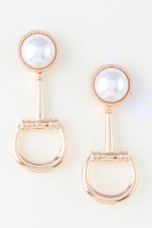 HORSEBIT PEARL DROP EARRINGS