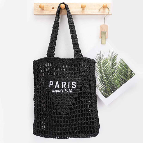 FAUX STRAW BRAIDED TOTE