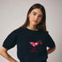 SHORT SLEEVE HEART COCKTAIL GRAPHIC SWEATER