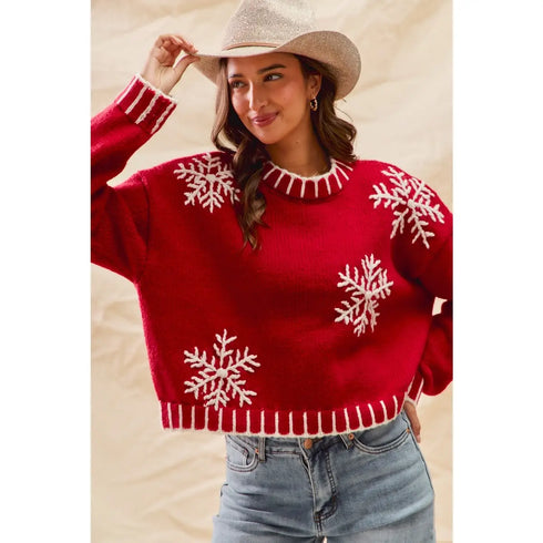3D SNOWFLAKE SWEATER