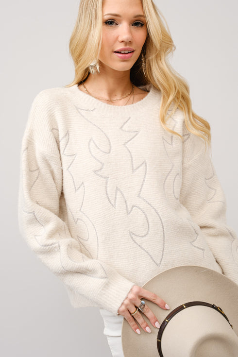 WESTERN BOOTS STITCH SWEATER